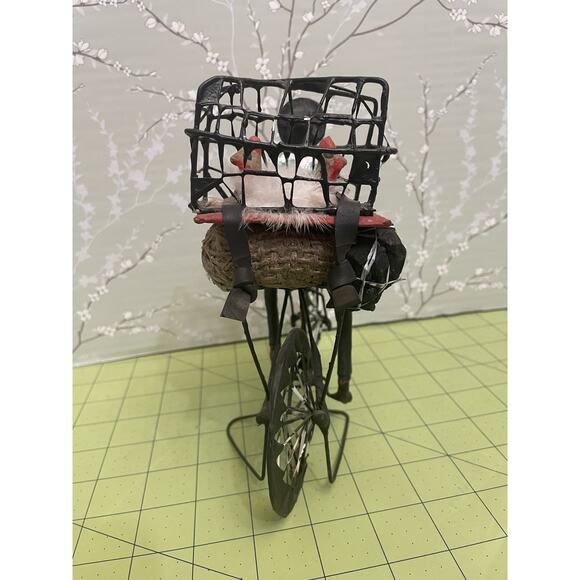 Folkart Wire Bicycle Man W/ Chickens Cage Latin America Folk Art Paper Machete - Picture 6 of 9